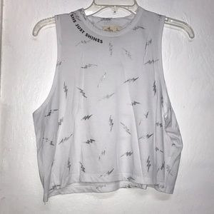 lightning decor, white cropped sleeveless tee